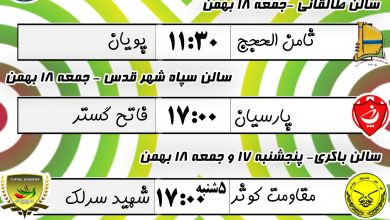 برنامه هفته چهارم لیگ فوتسال جوانان تهران